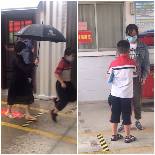 李官镇沂河苑小学雨中师生情.jpg